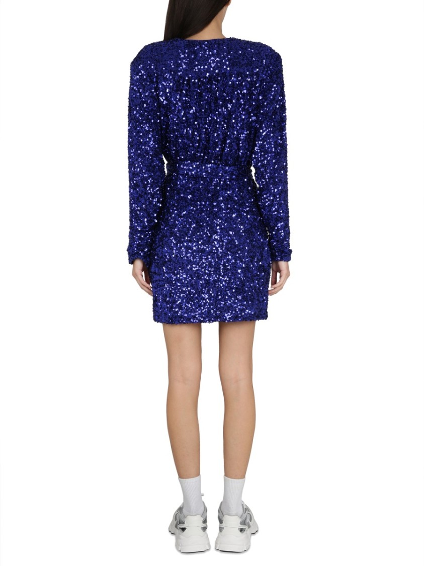 Shop Rotate Birger Christensen Rotate Deep V-neck Sequined Evening Dress With Adjustable Belt