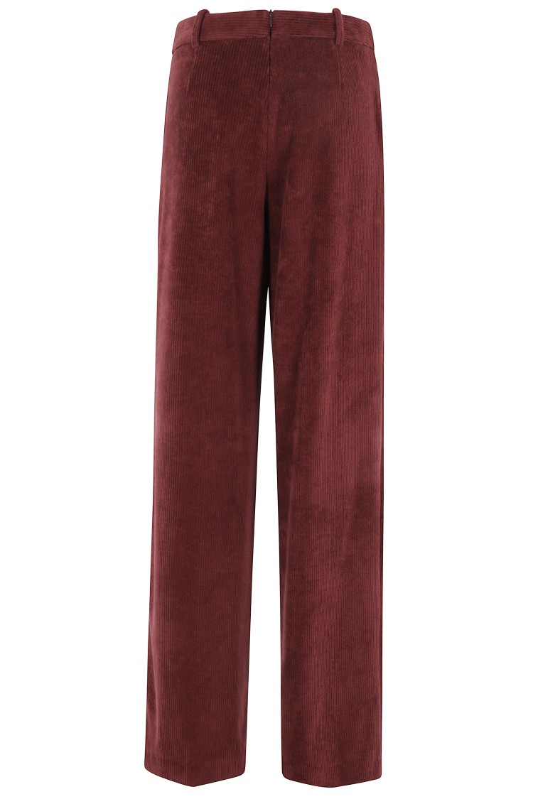 Circolo 1901 Burgundy Wide Leg Pants With Mid-rise Waistband In Burgundy