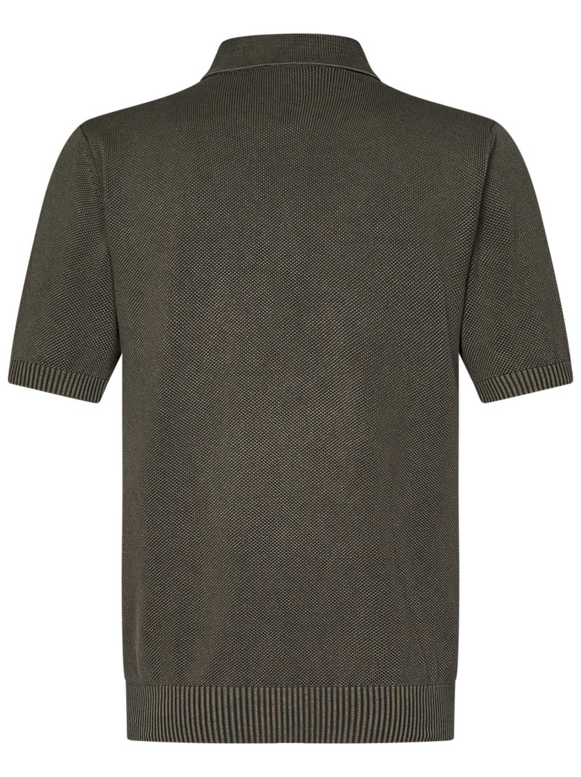 Boglioli Sweaterlight Green Honeycomb Cotton Short-sleeved Polo Shirt.