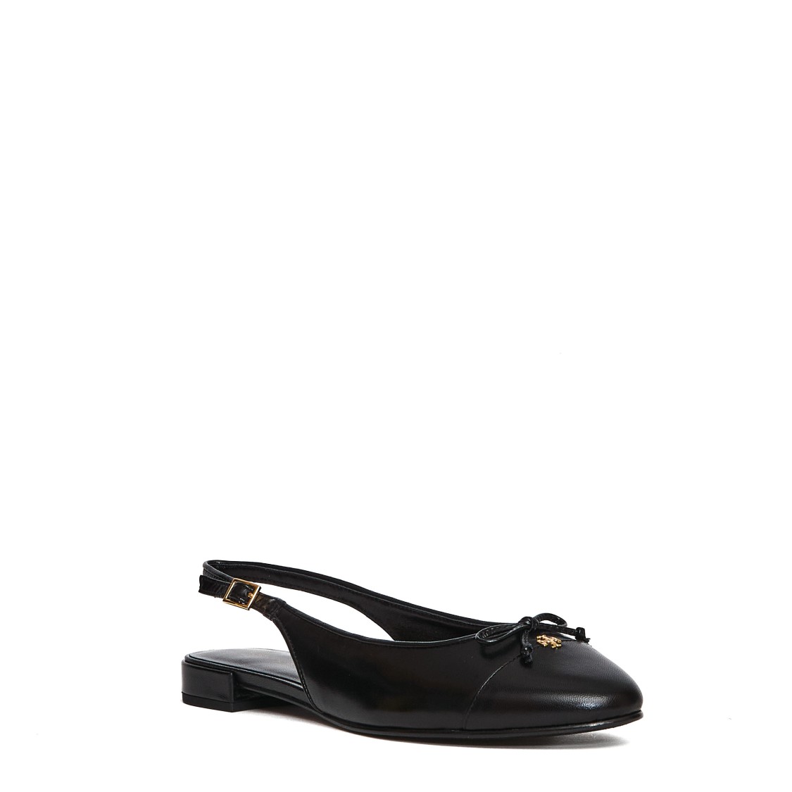 Tory Burch Leather Slingback Shoes With Contrast Pointed Toe In Black
