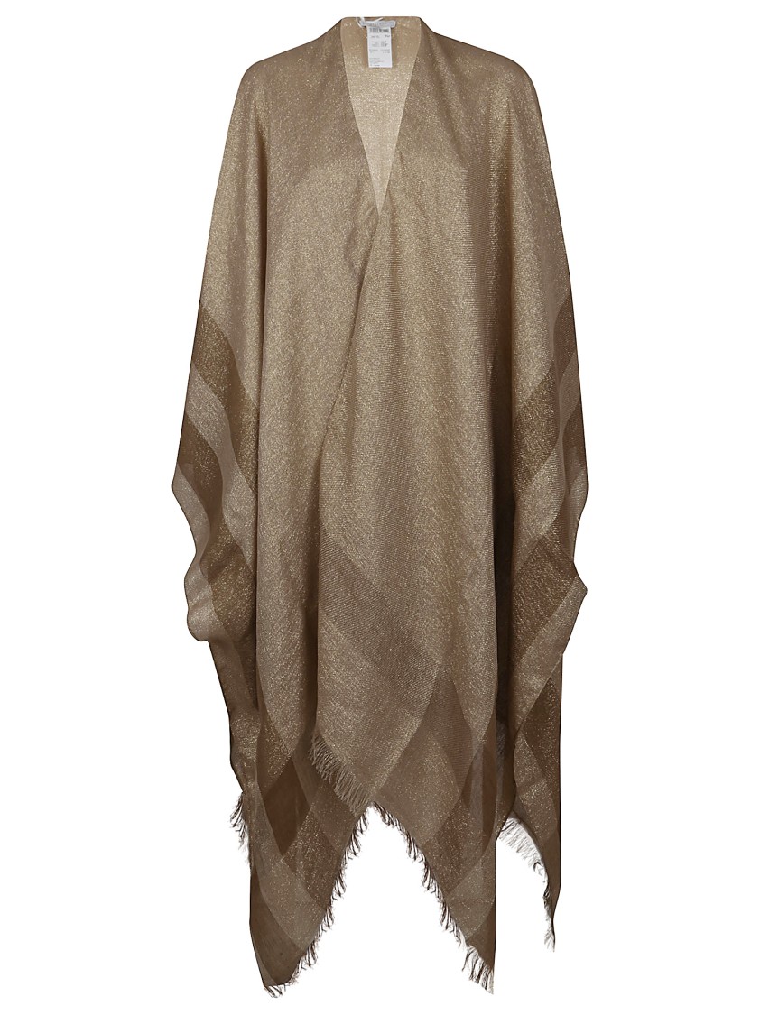 Peserico Linen Scarf With Subtle Striped Patterns In Brown