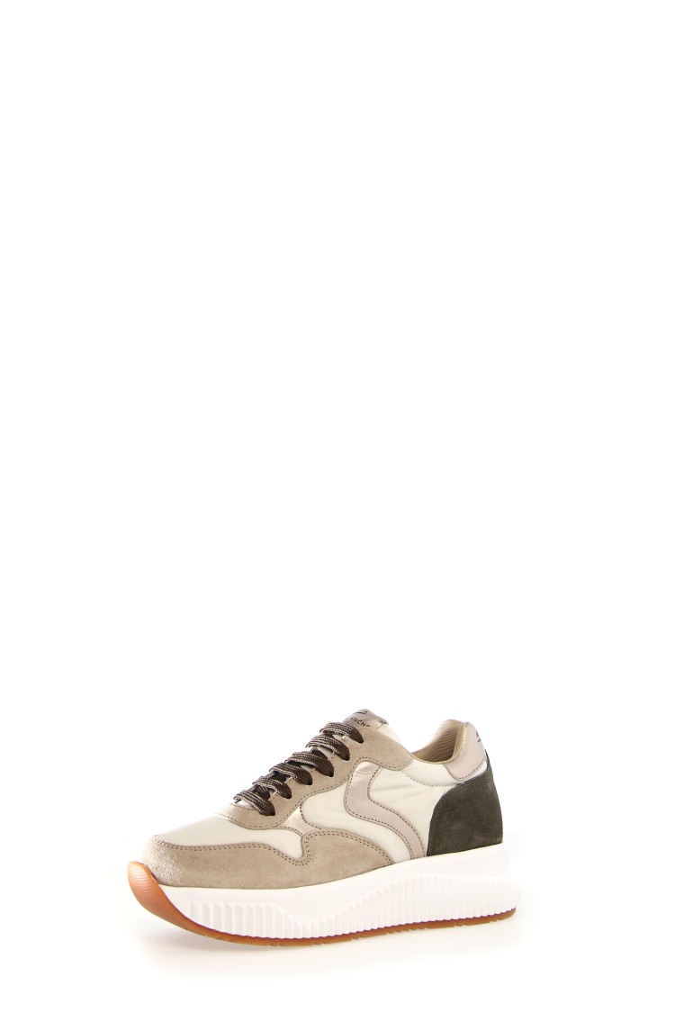 VOILE BLANCHE VOILE BLANCHE LUXURIOUS LEATHER AND SUEDE SNEAKERS WITH GOLD ACCENTS AND COMFORTABLE EVA SOLE