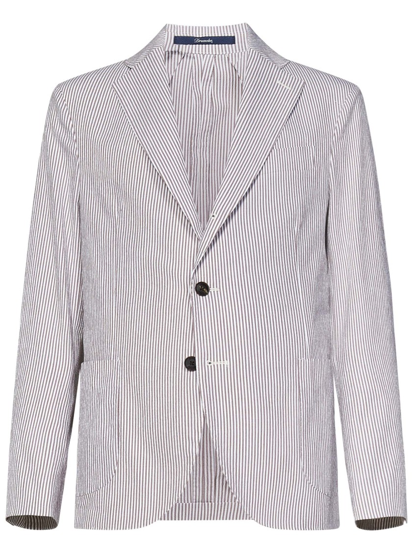Drumohr Tailored Grey Virgin Wool Pinstripe Suit With Single-breasted Blazer