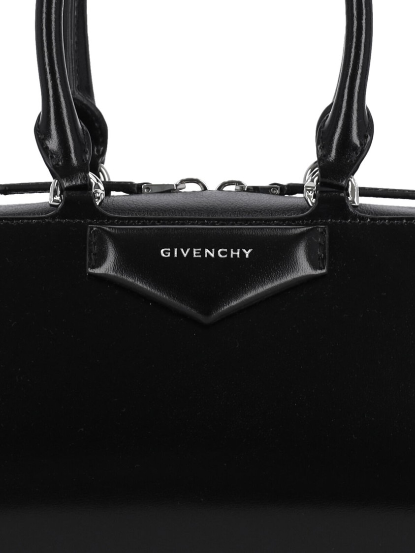 Givenchy Structured Black Handbag With Glossy Finish And Versatile Straps In Black