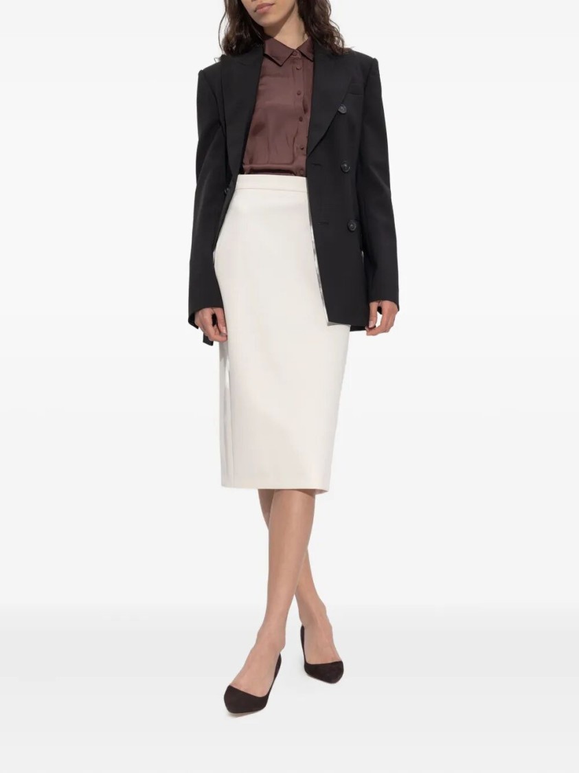 Sportmax Structured Double-breasted Blazer With Flap Pockets In Black