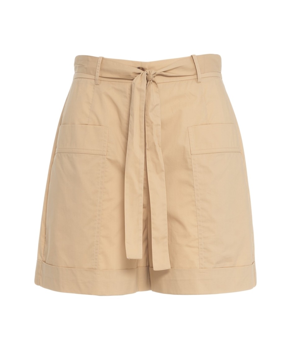 LIU •JO LIU JO BEIGE POPELINE SHORTS WITH ROLLED CUFFS