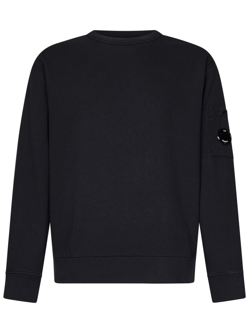 Shop C.p. Company Midnight Blue Crewneck Sweatshirt With Lens Detail