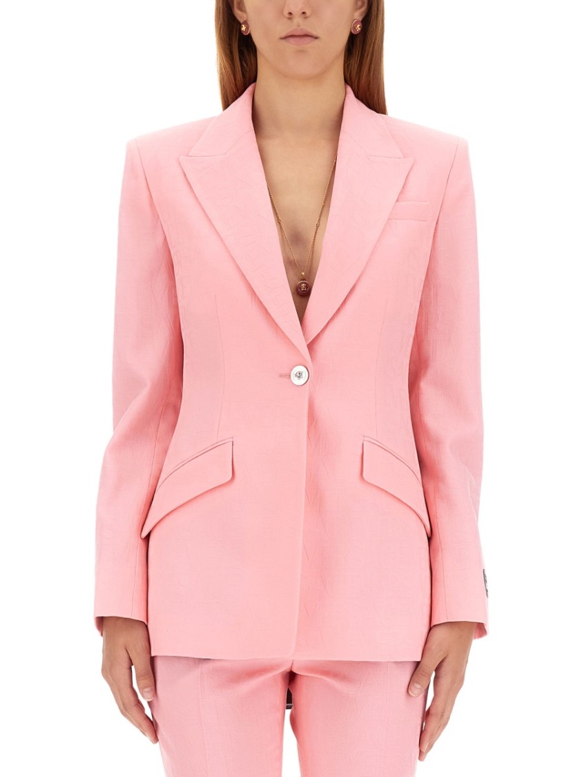 Versace Single Breasted Medusa Jacket In Pink