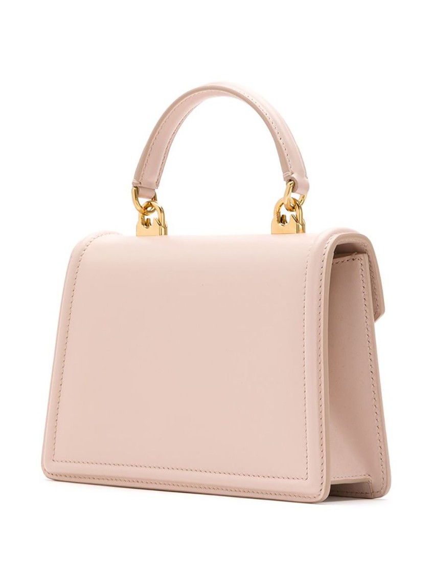 Dolce & Gabbana Pink Leather Shoulder Bag With Sacred Heart Plaque In Pink