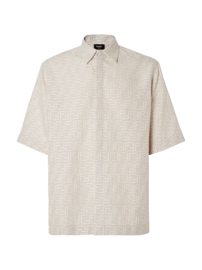 Fendi Relaxed Fit Jacquard Shirt With Mother Of Pearl Buttons