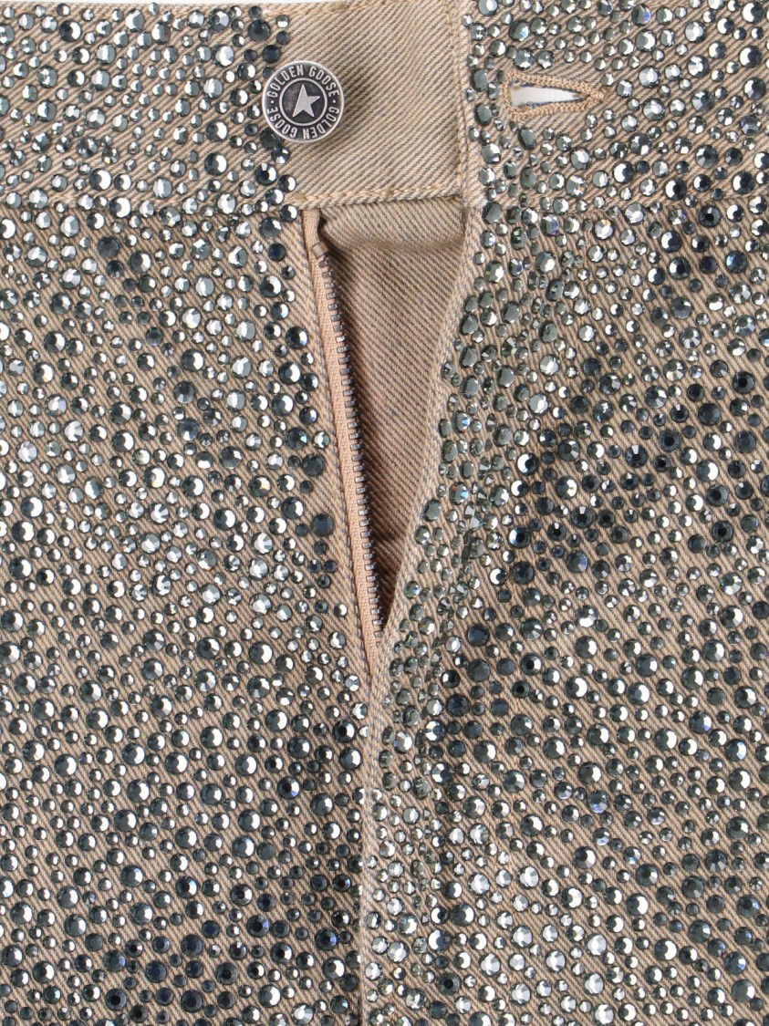 Golden Goose Straight Jeans With Rhinestones In Multi