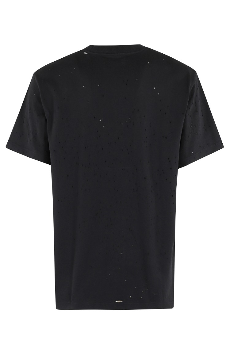 Purple Brand Black Crewneck T-shirt With Logo Lettering On The Front In Cotton Man In Black