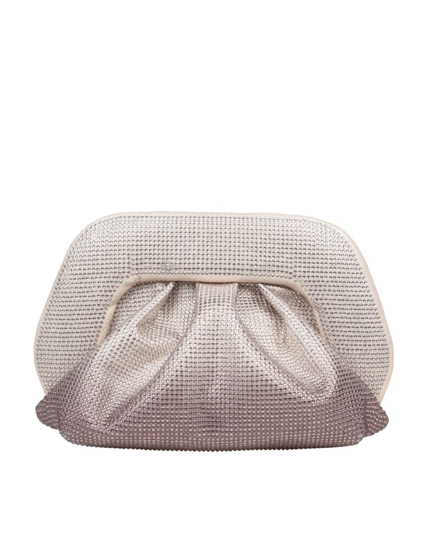 Themoirè Fabric Clutch Bag In Neutrals