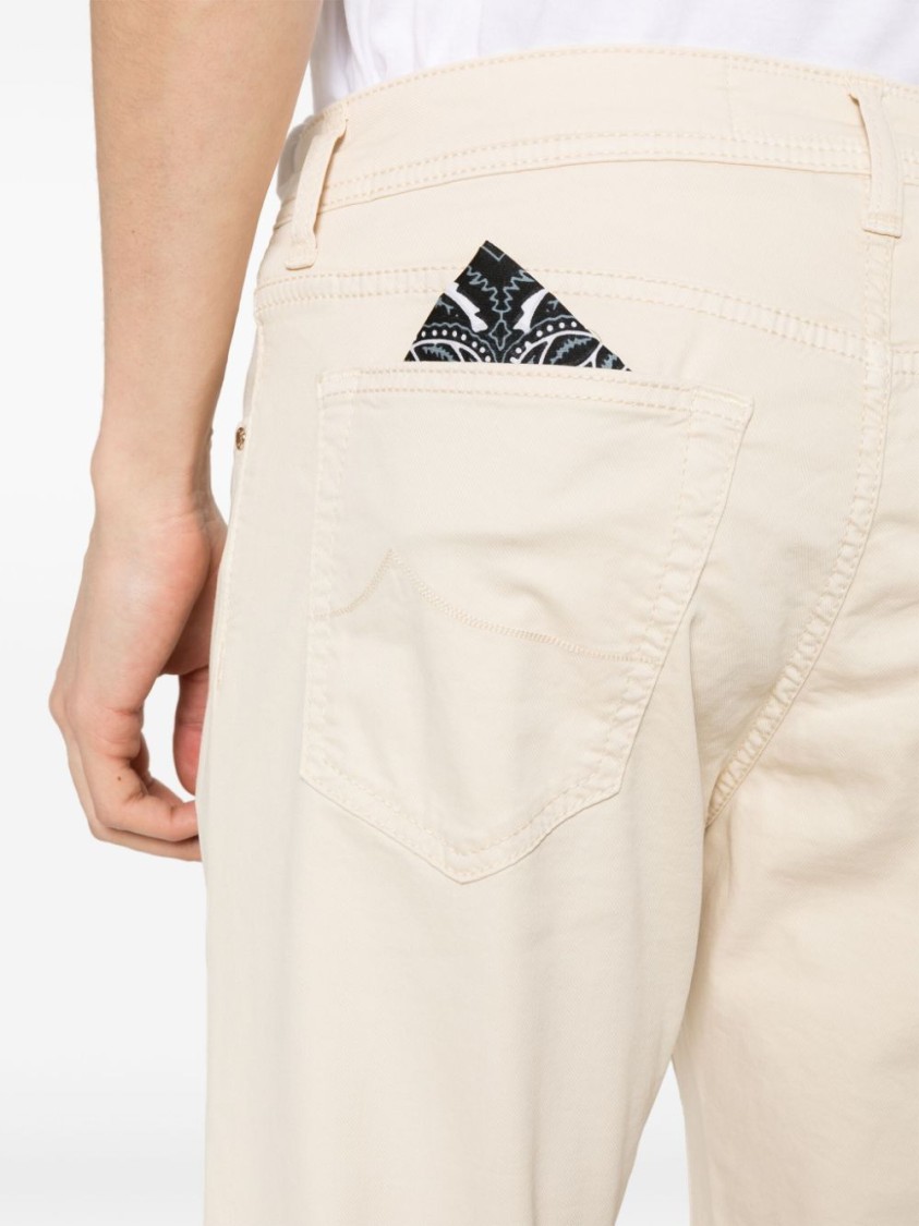 JACOB COHEN JACOB COHEN LIGHT BEIGE COTTON BLEND MID-RISE BARD JEANS