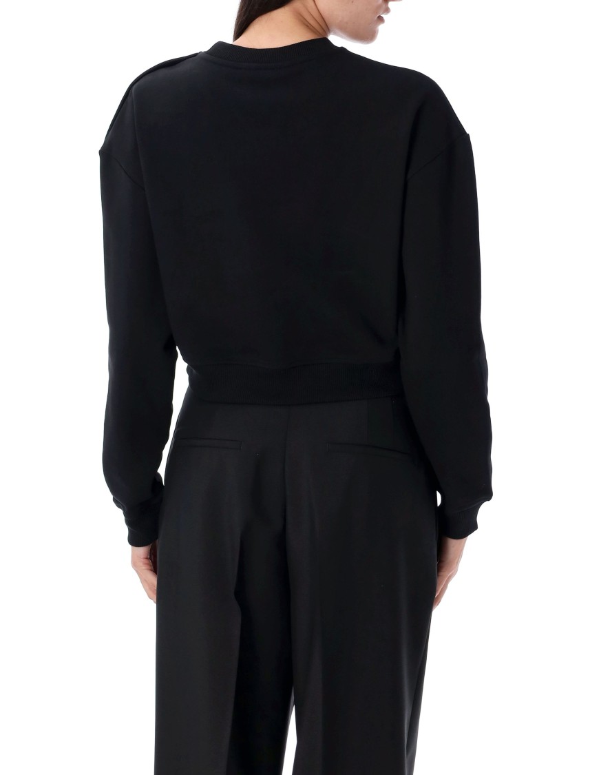 Balmain 3-button Logo-print Crop Sweatshirt In Black