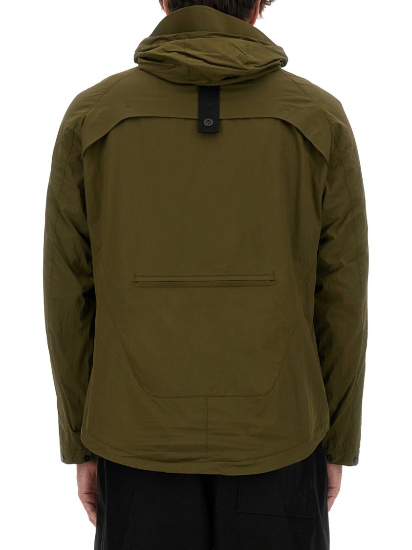 Jg1 Textured Nylon Hooded Jacket In Green