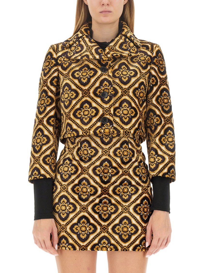 Shop Etro Cropped Jacket In Multicolor