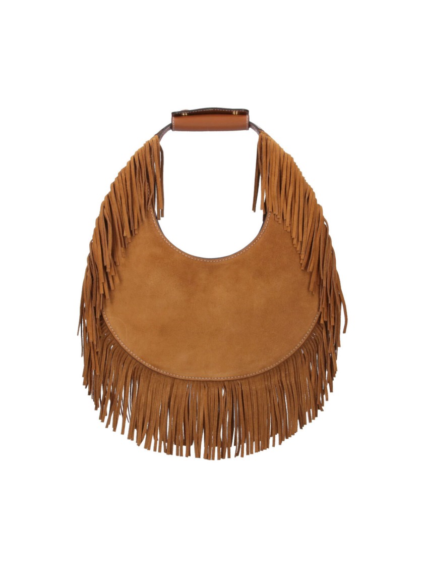 STAUD STAUD CRESCENT-SHAPED BROWN SUEDE BAG