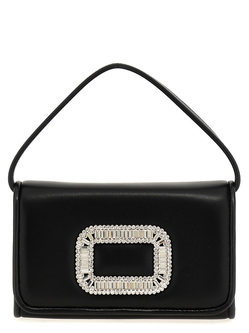 Roger Vivier Micro Pilgrim Top Handle Bag In Black