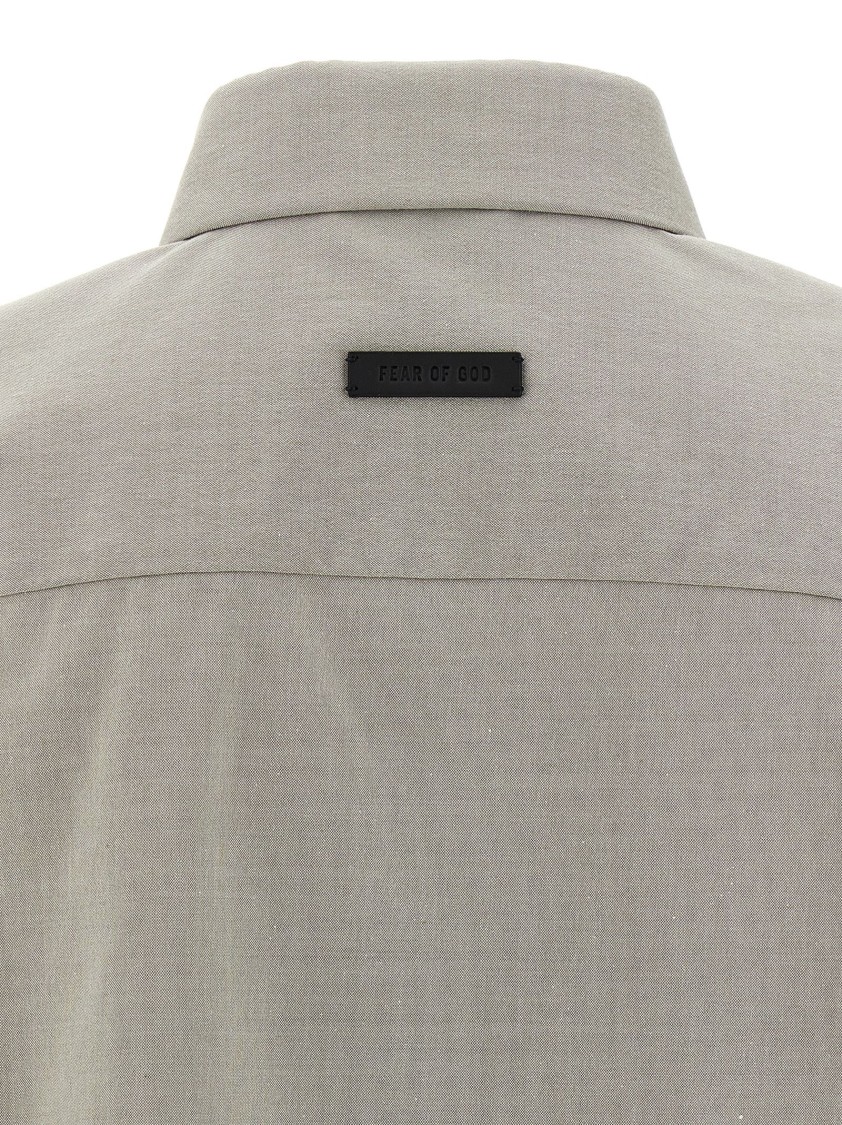 Fear Of God Tailored Shirt With Short Sleeves And Button-down Collar In Gray