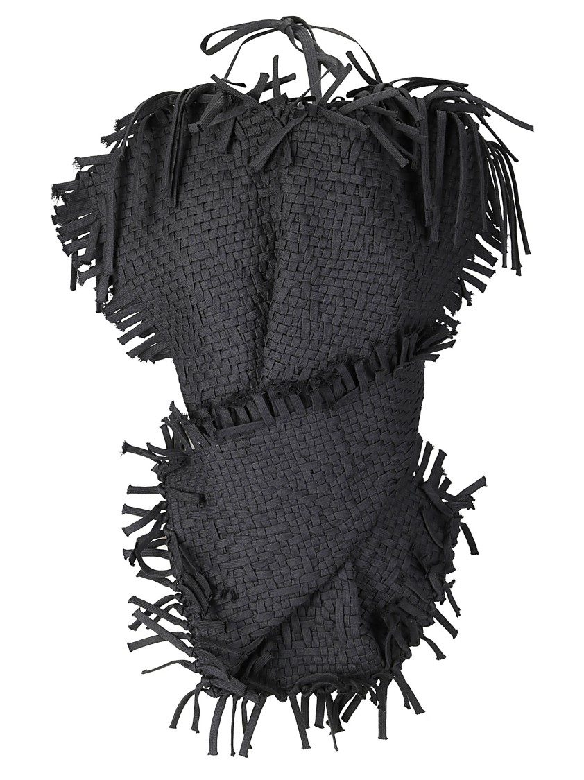 Institution Hand-woven Top With Strings In Black