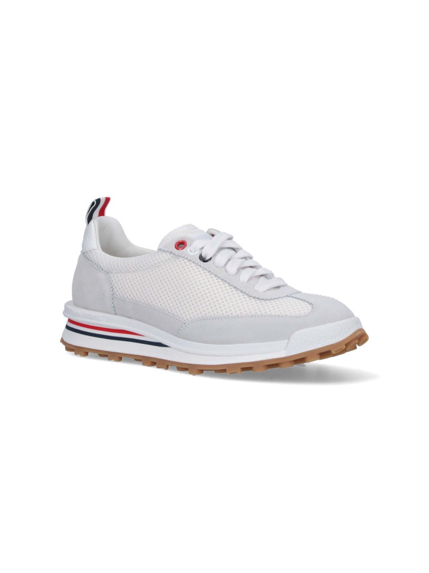 Thom Browne Mesh Low-top Sneakers With Red And Blue In White