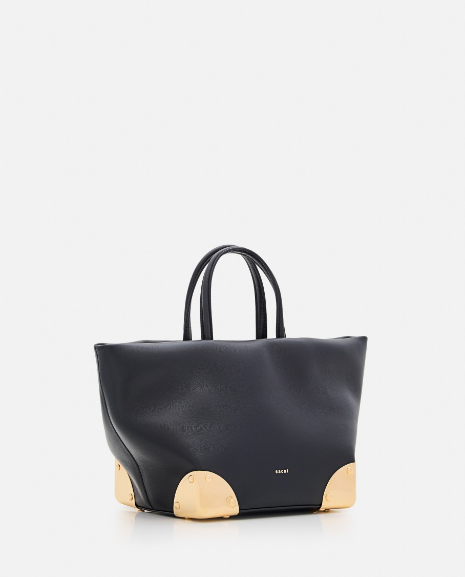 Shop Sacai Corner Metal Tote Small In Black