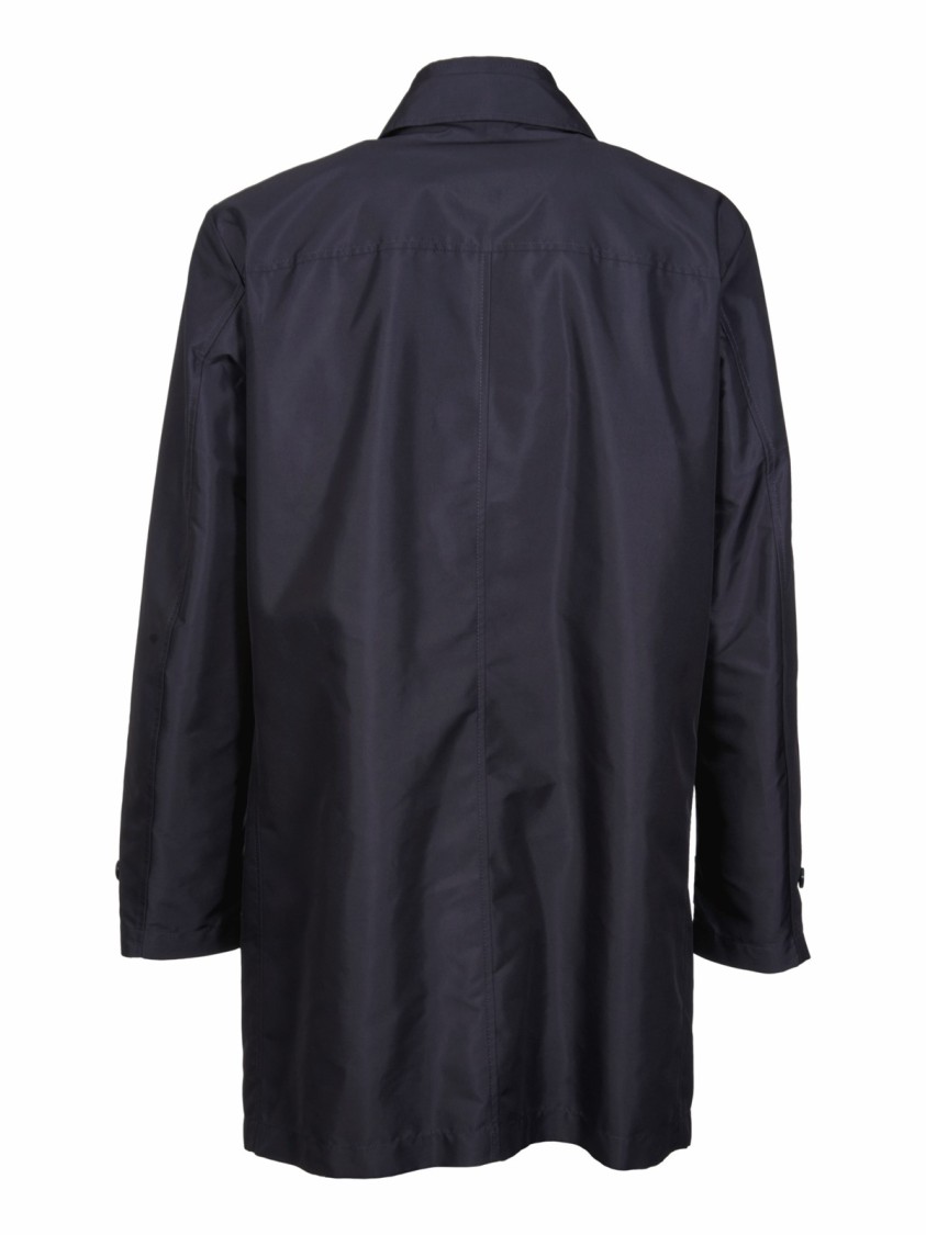 Fay Long Minimalist Coat With Classic Collar In Black
