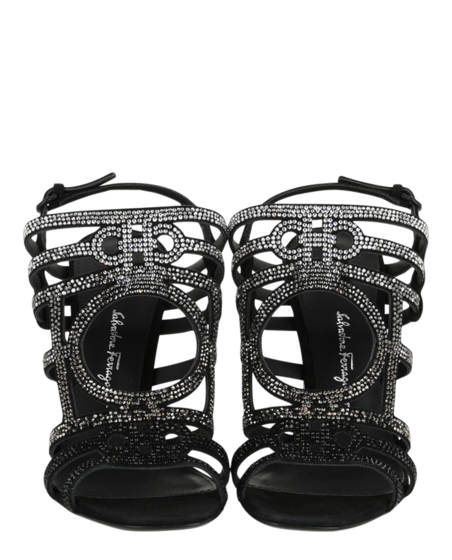 Ferragamo Florenza Crystal-embellished Slingback Heel Sandals