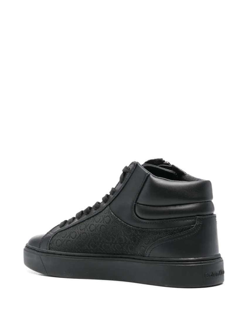 Calvin Klein High Top Lace Up Booties In Black