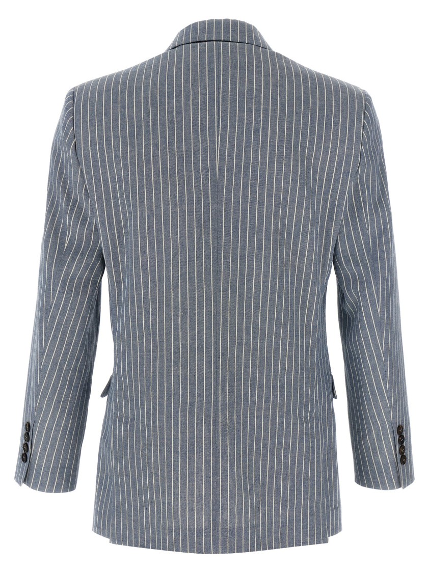Brunello Cucinelli Pinstriped Linen Hemp Twill Blazer