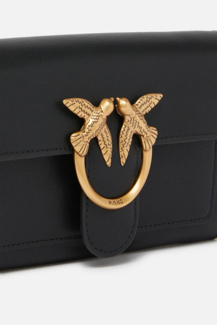 Pinko Shoulder Bag With Gold-tone Emblem And Chain Strap