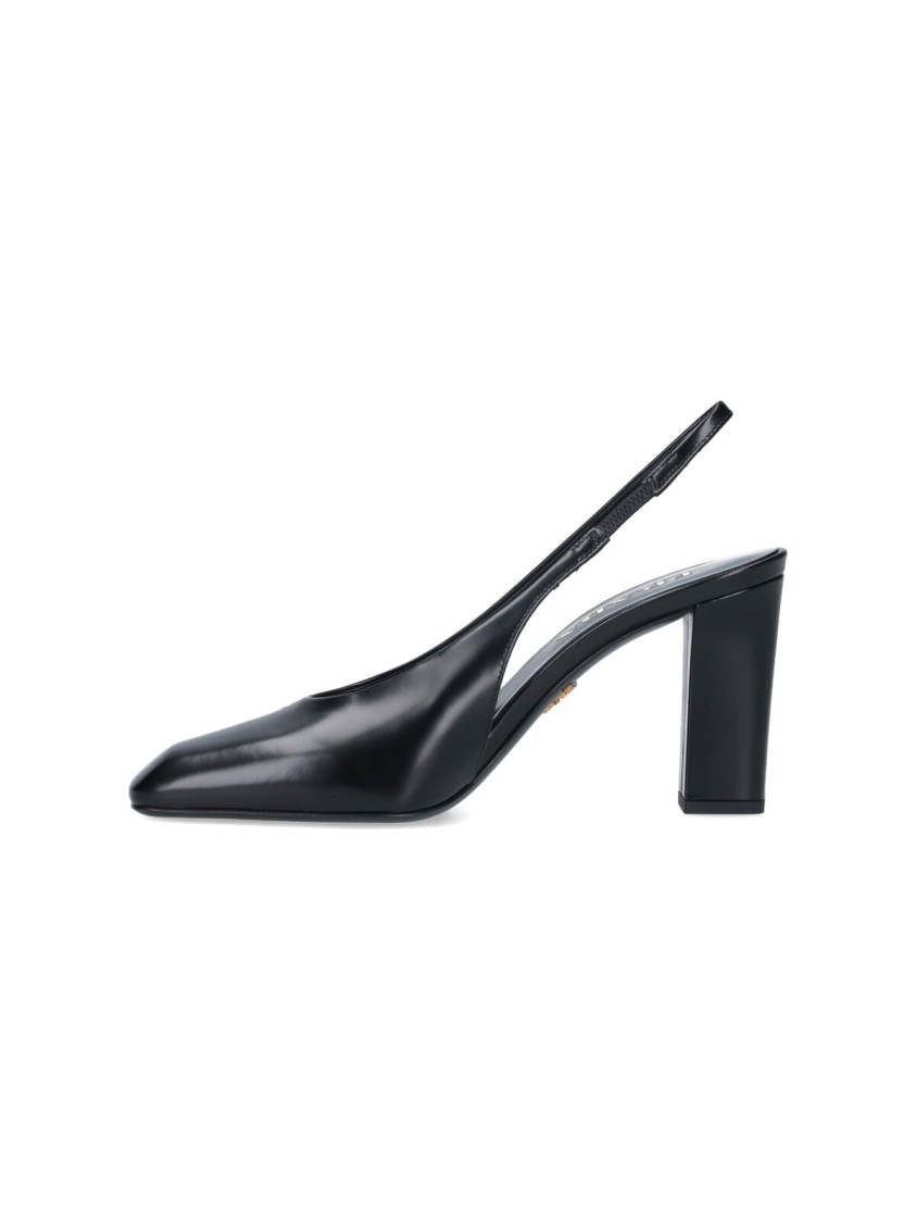 Prada Women Decolette Leather Heels In Black