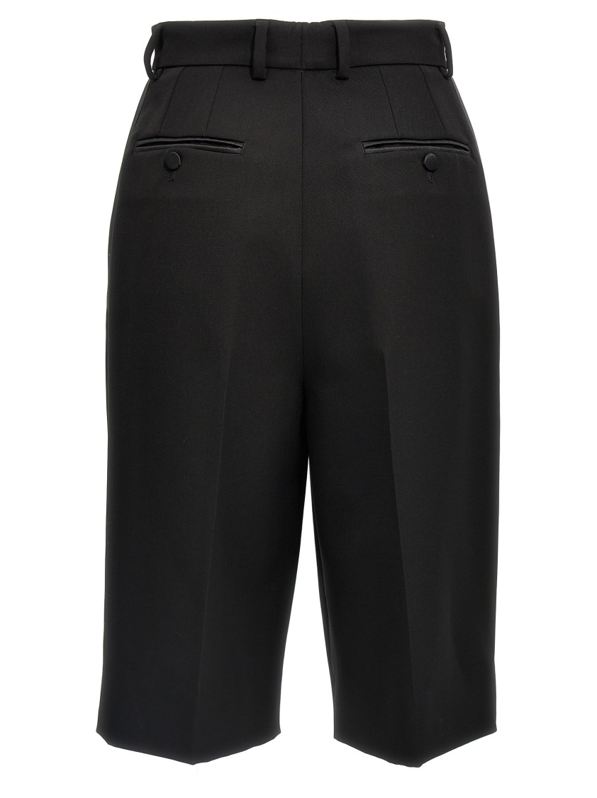 Dolce & Gabbana Tuxedo Knee-length Bermuda Shorts With Side Stripes In Black