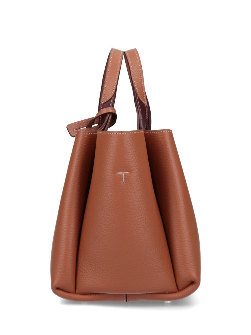 Tod's Structured Brown Shoulder Bag With Textured Finish In Brown