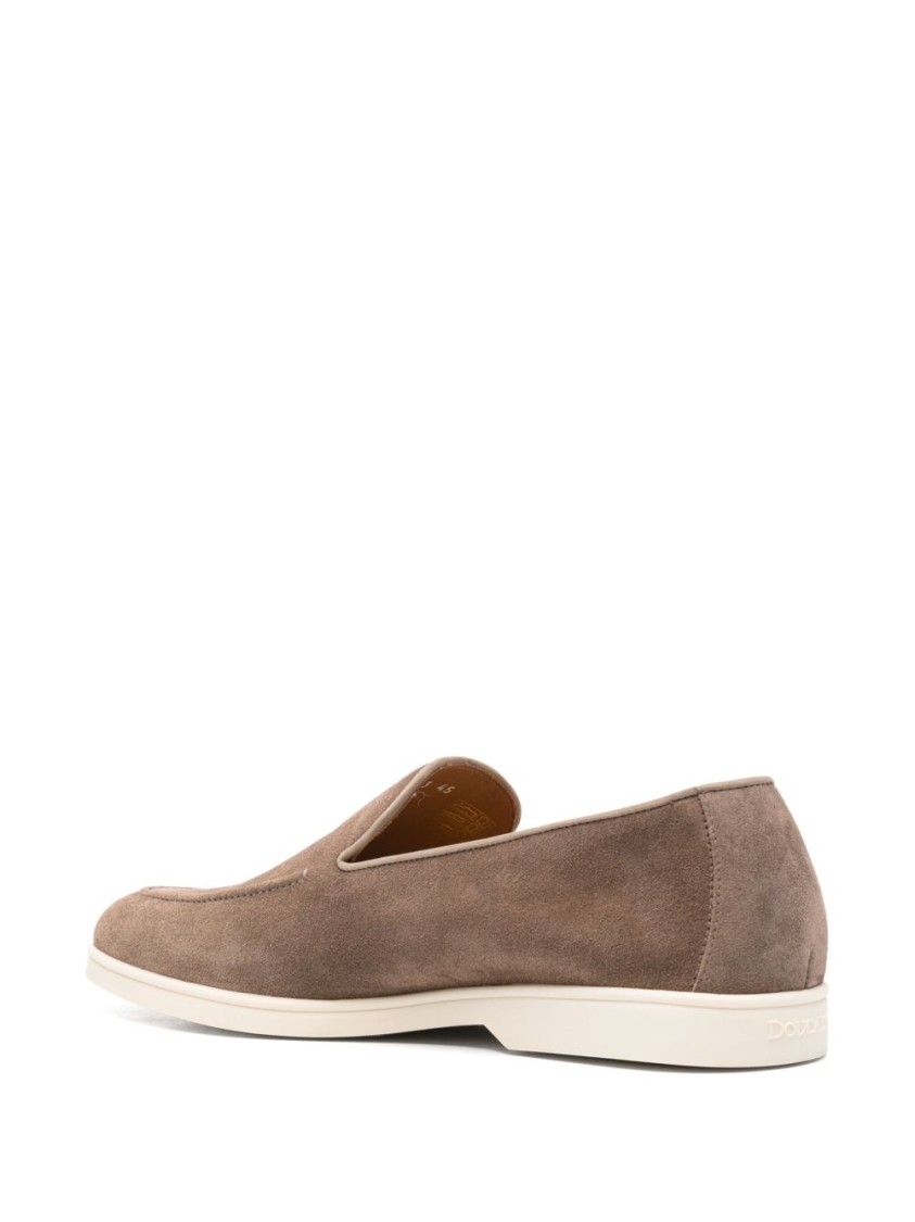 Doucal's Moc-stitching Suede Loafers In Brown