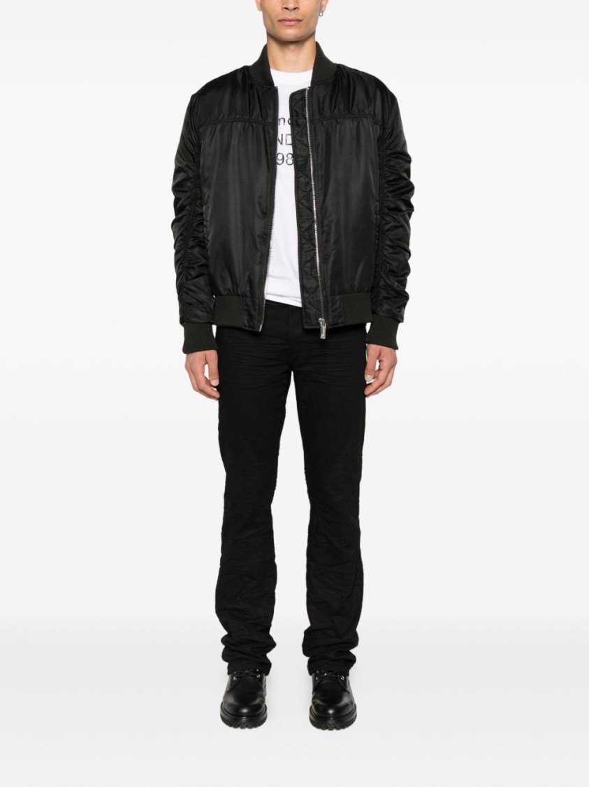 Richmond Black Bomber Jacket With Structured Fit In Black