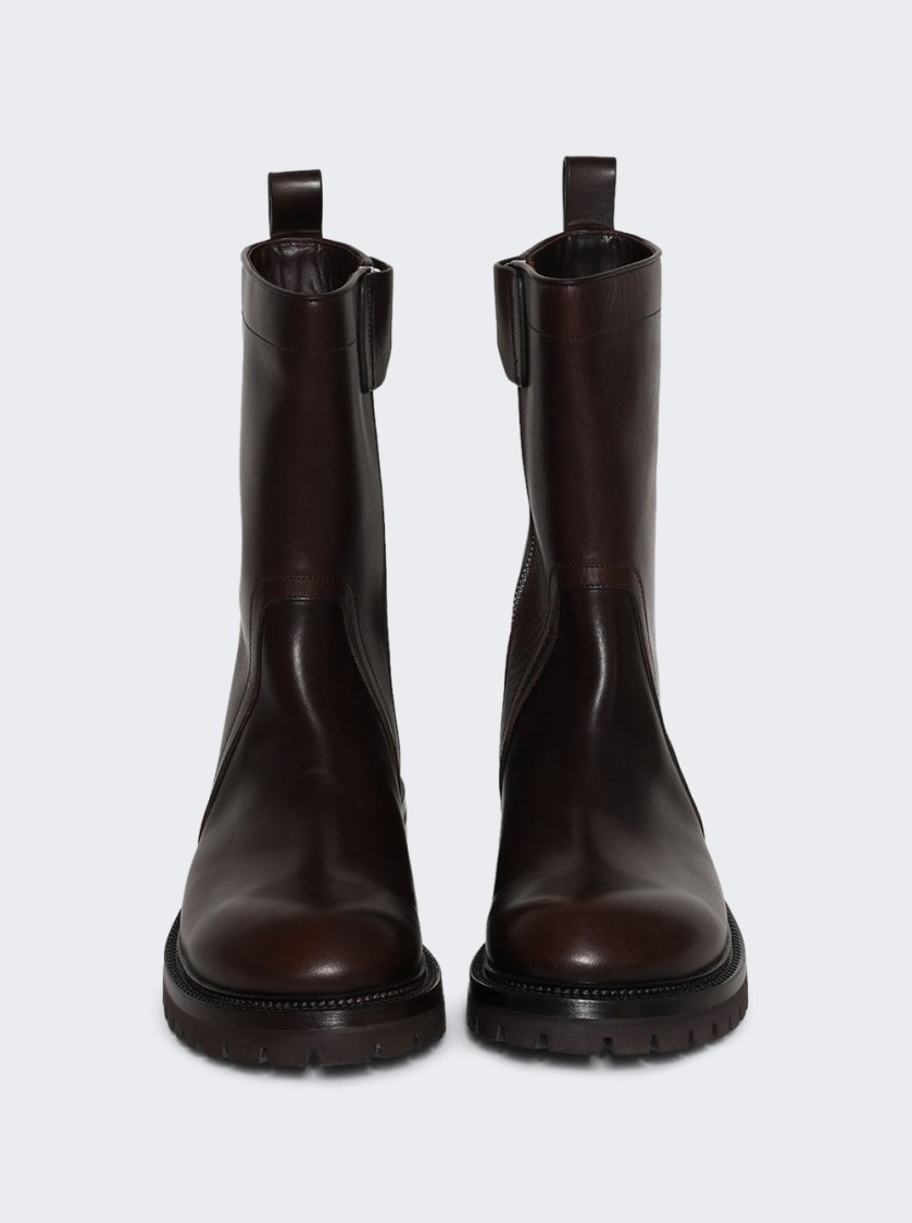 Rick Owens Army Creeper Leather Boots In Brown