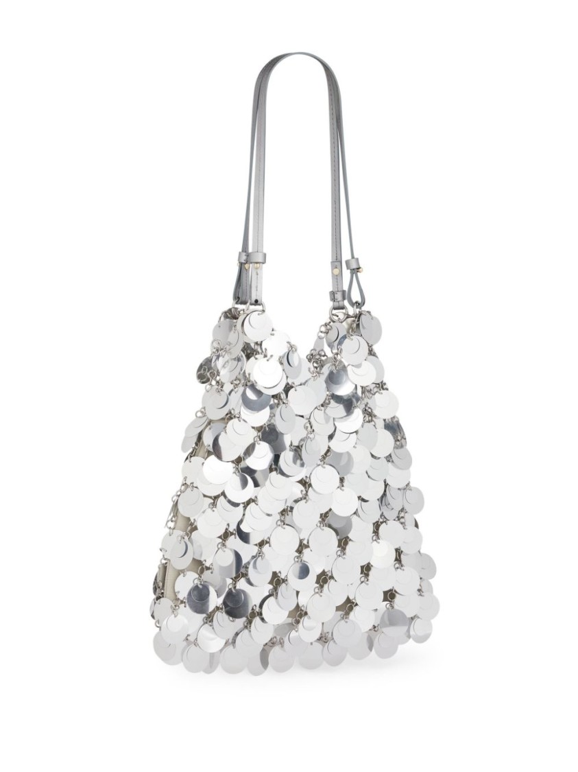 Rabanne Grosse Schultertasche Mit Pailletten In Silver