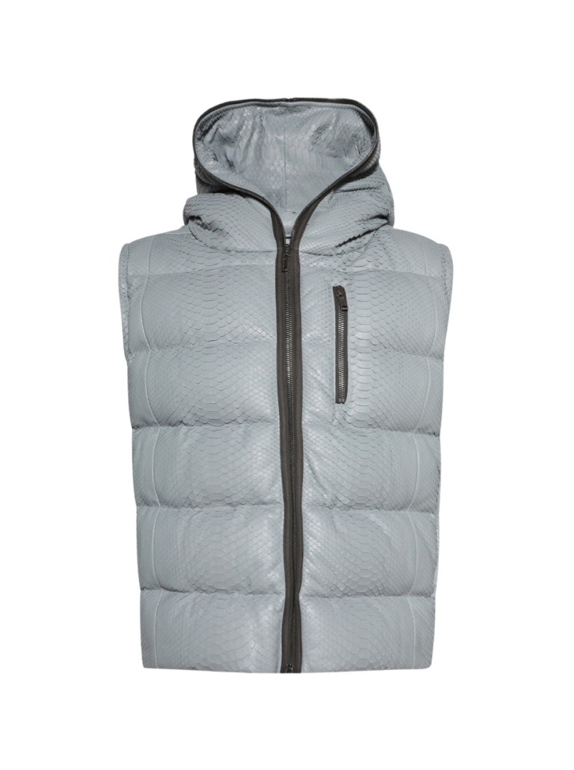 Shop Rick Owens Giacca Piumino In Pitone Senza Maniche - Sealed Vest Pale Blue
