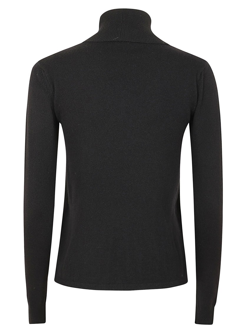 Max Mara Fitted Turtleneck Sweater In Soft Wool In Black