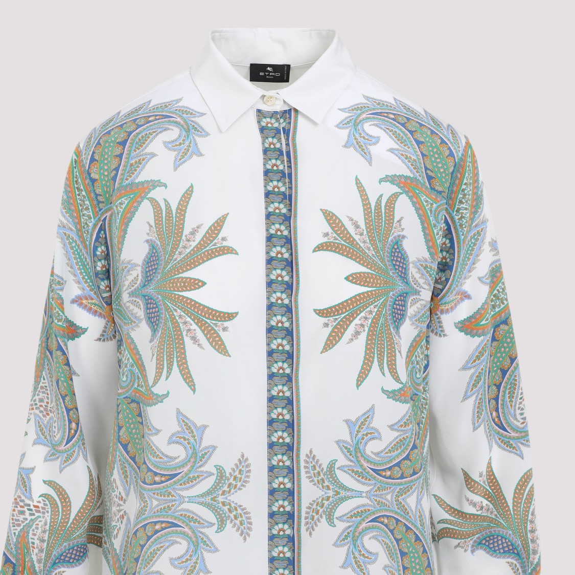 Etro Paisley Print Silk Shirt With Buttoned Cuffs In Multicolor