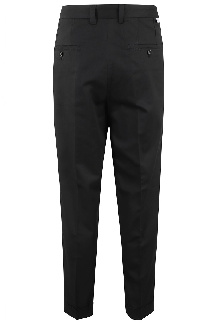 Paolo Pecora Relaxed Fit Chinos With Ankle Cuffs In Black