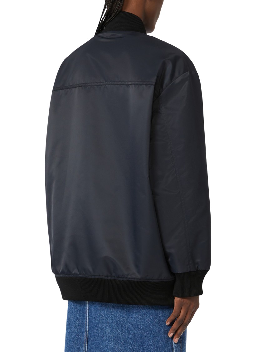 Max Mara Classic Bomber Jacket With Smooth Finish In Blue
