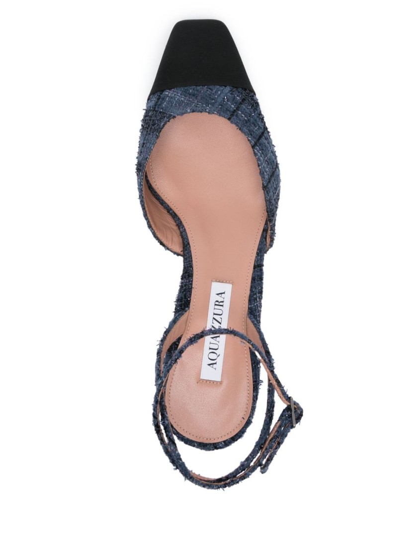 Aquazzura Pointed Toe Pump With Ankle Strap In Gray