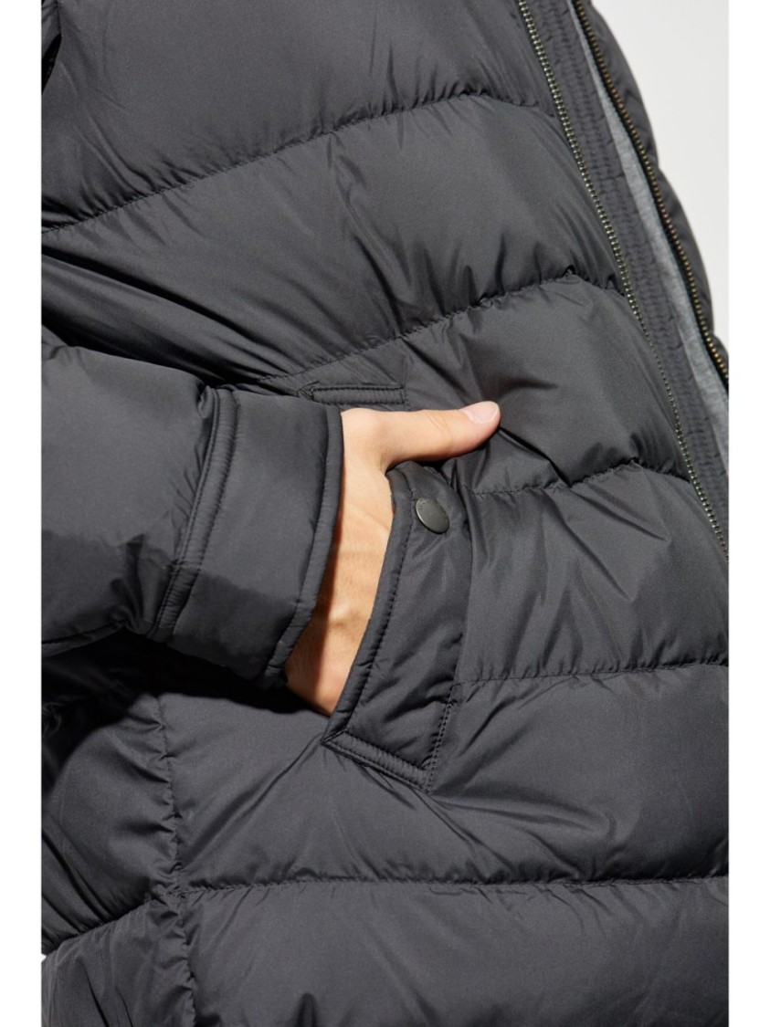 Woolrich Quilted Coat With High Collar And Zipper Closure In Black