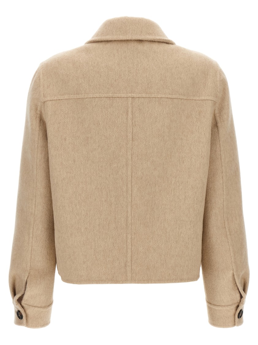 Brunello Cucinelli Cashmere Coat With Notched Collar And Double-breasted Design In Neutral