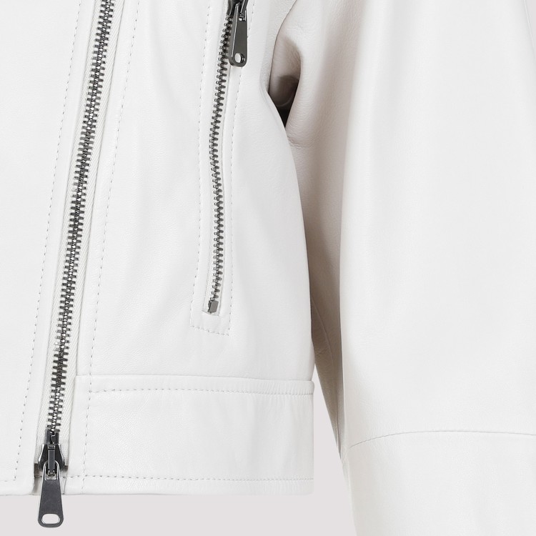 Brunello Cucinelli White Leather Jacket in White | THE LIST