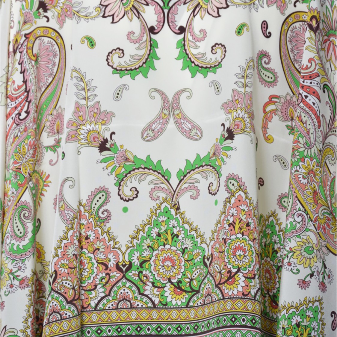 Shop Etro Cream Silk Poncho With Floral Paisley Print