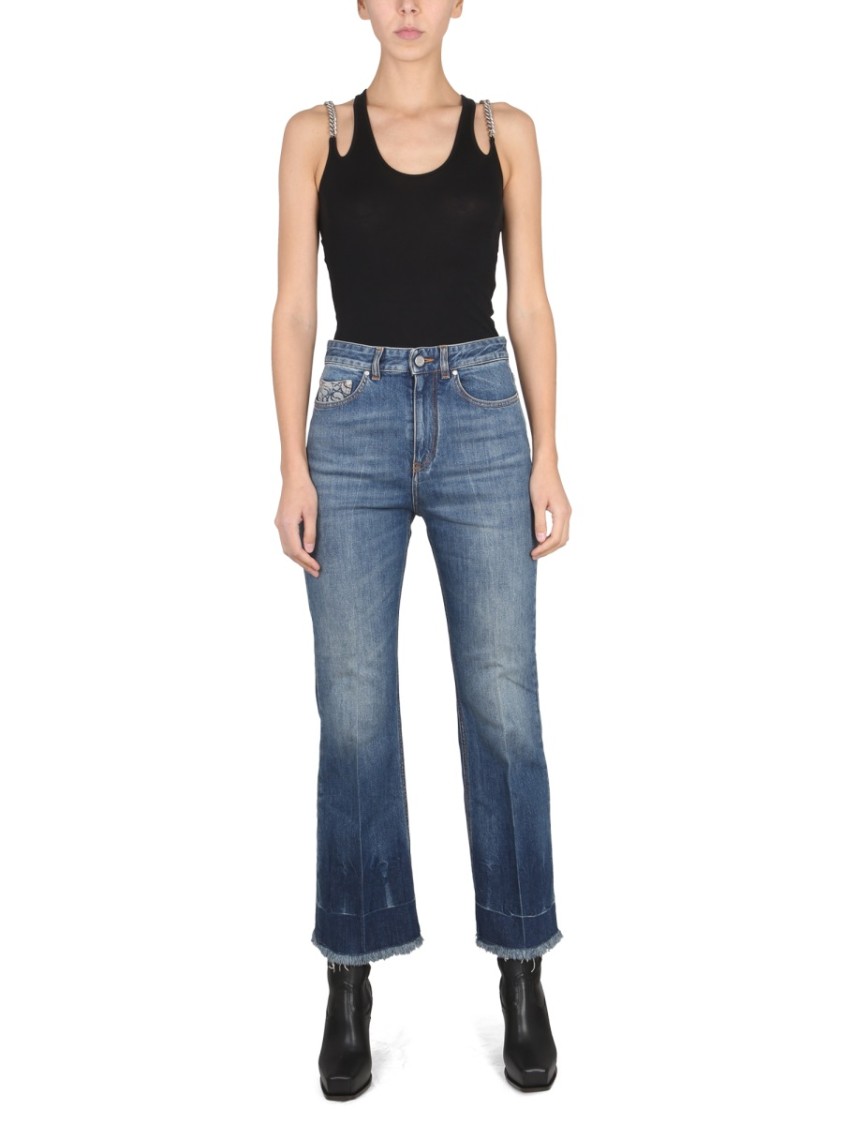Stella Mccartney Cropped Flared Jeans In Denim In Black